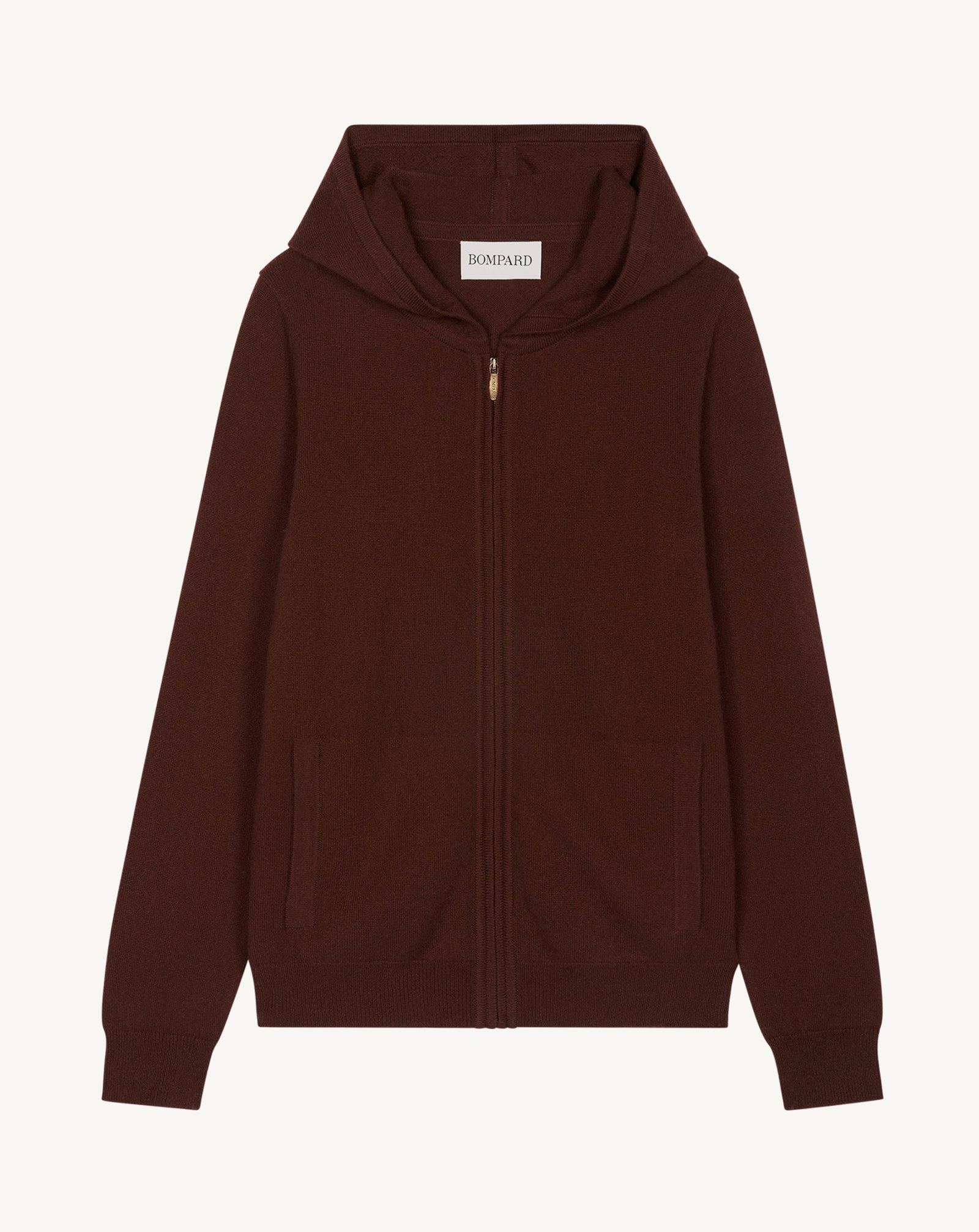 Pull à capuche zippé-CAFE-100% cachemire