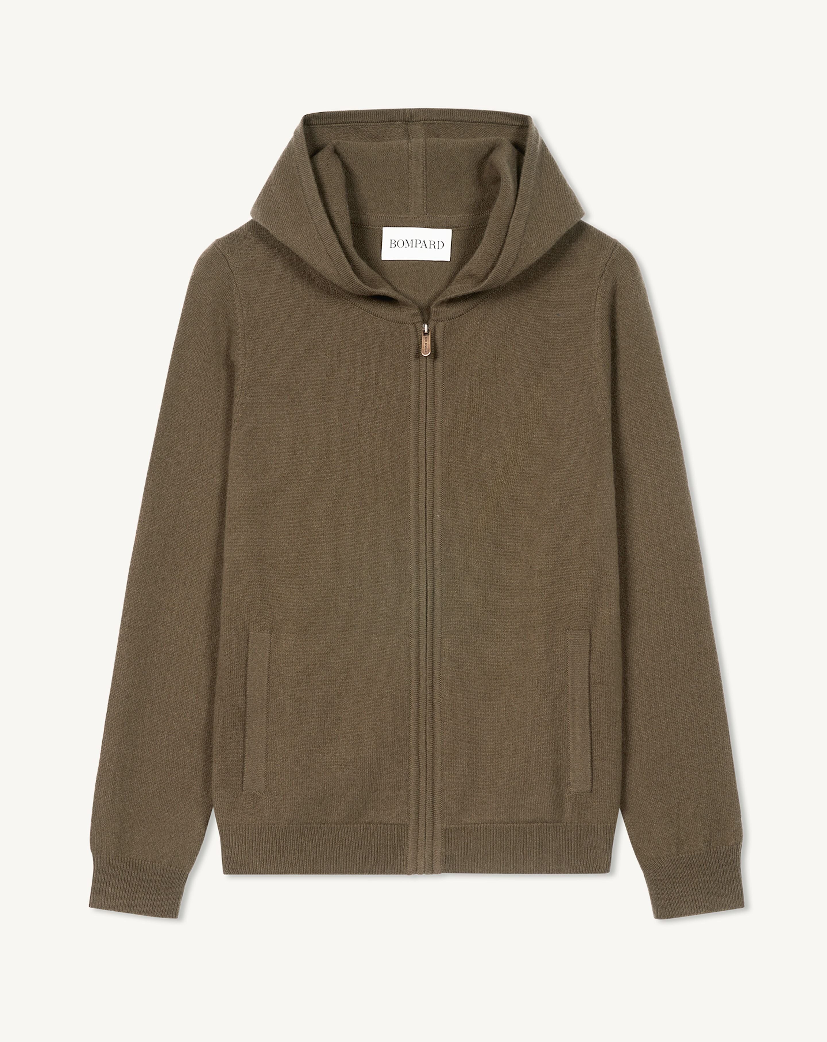 Pull à capuche zippé-BRONZE-100% cachemire