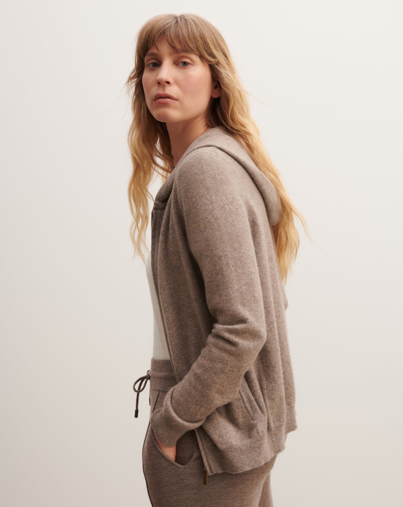 Pull à capuche zippé-MILLET-100% cachemire