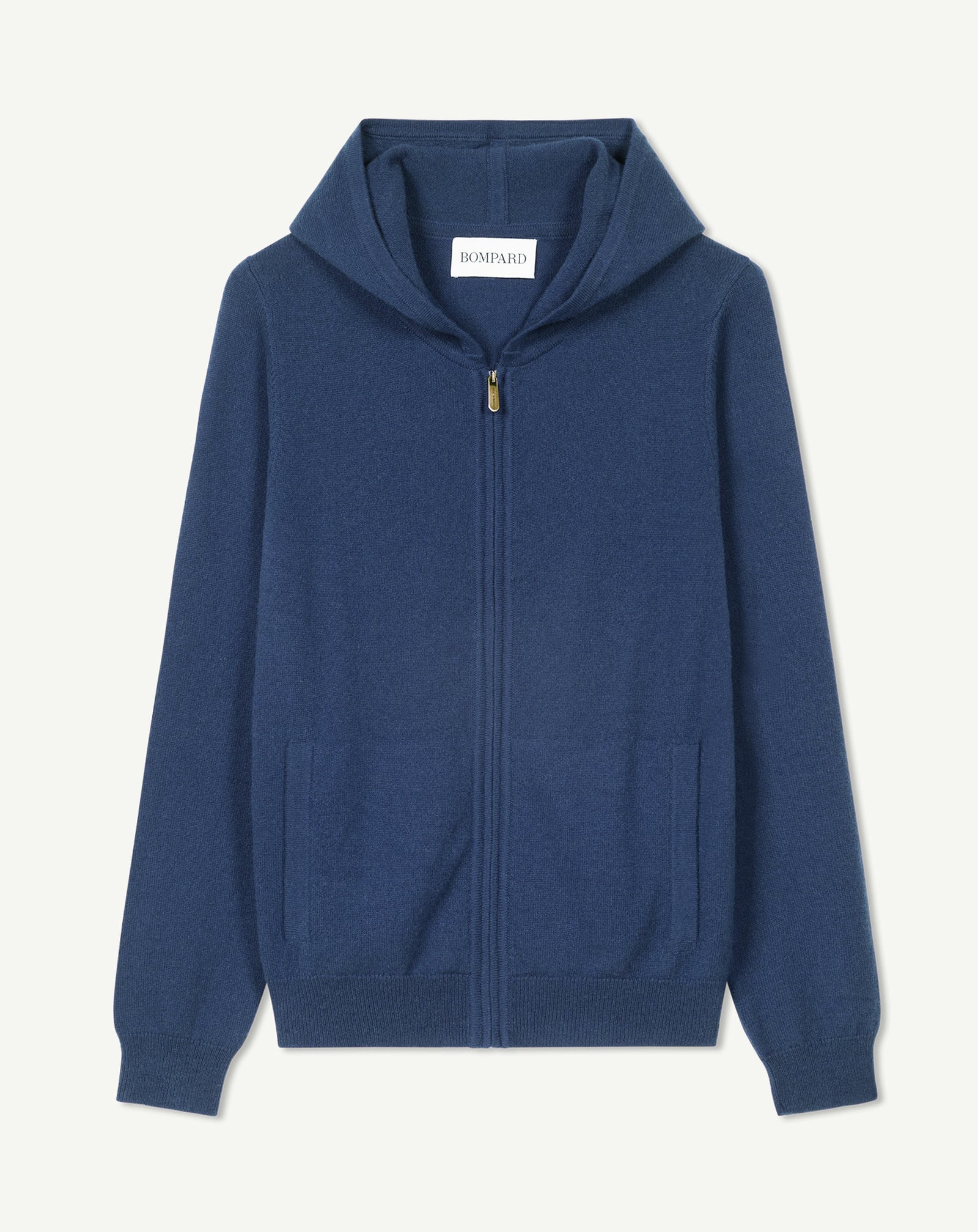 Pull à capuche zippé-BLEU NOCTURNE-100% cachemire
