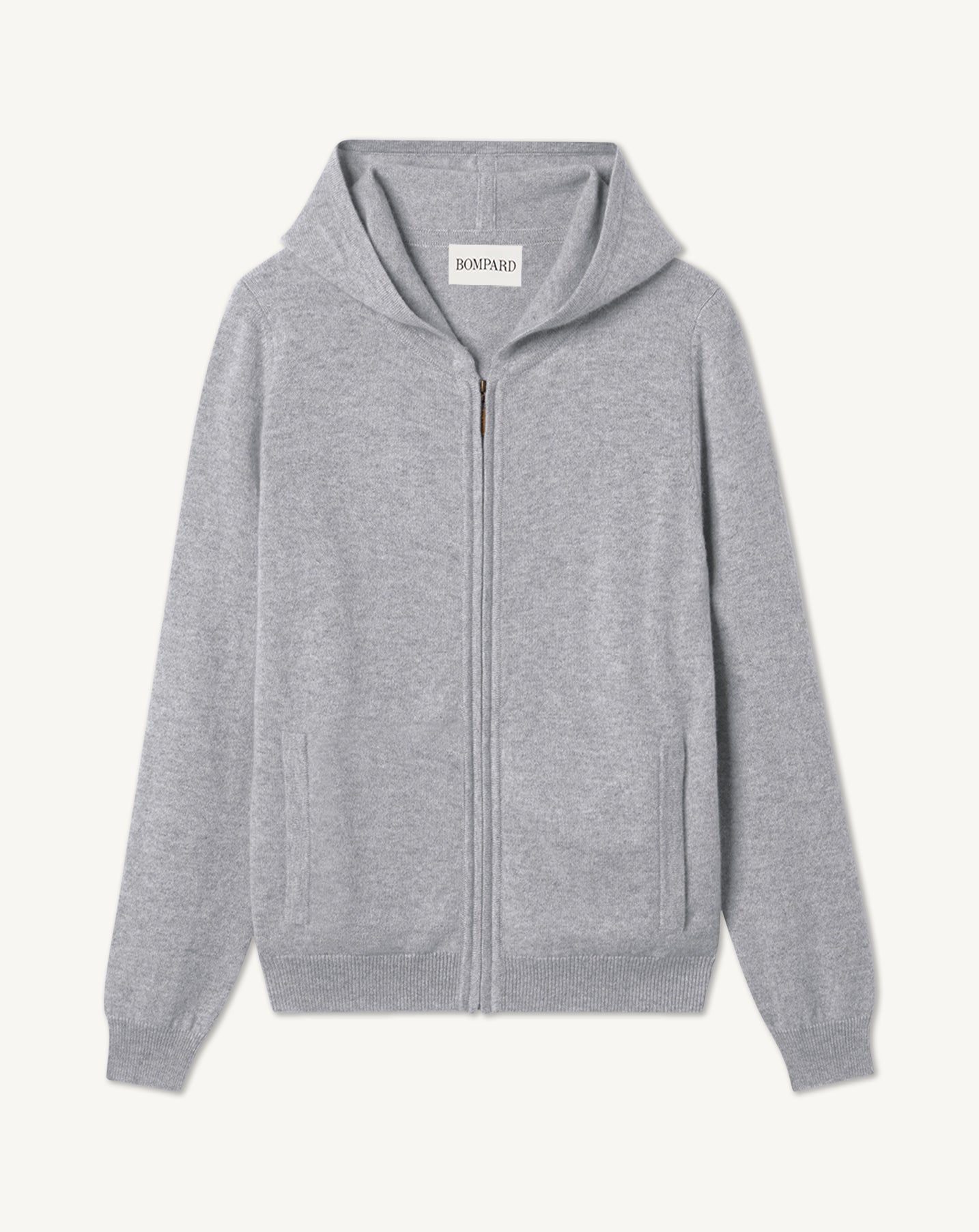 Pull à capuche zippé en Cachemire Femme gris argente | Eric Bompard