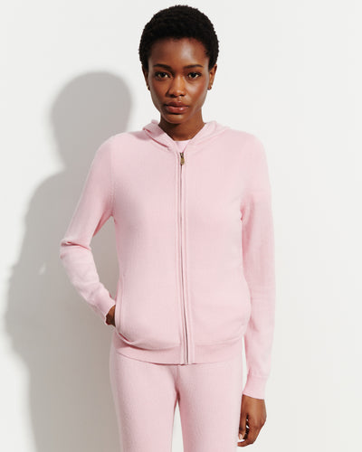 Pull à capuche zippé-SAKURA-100% cachemire