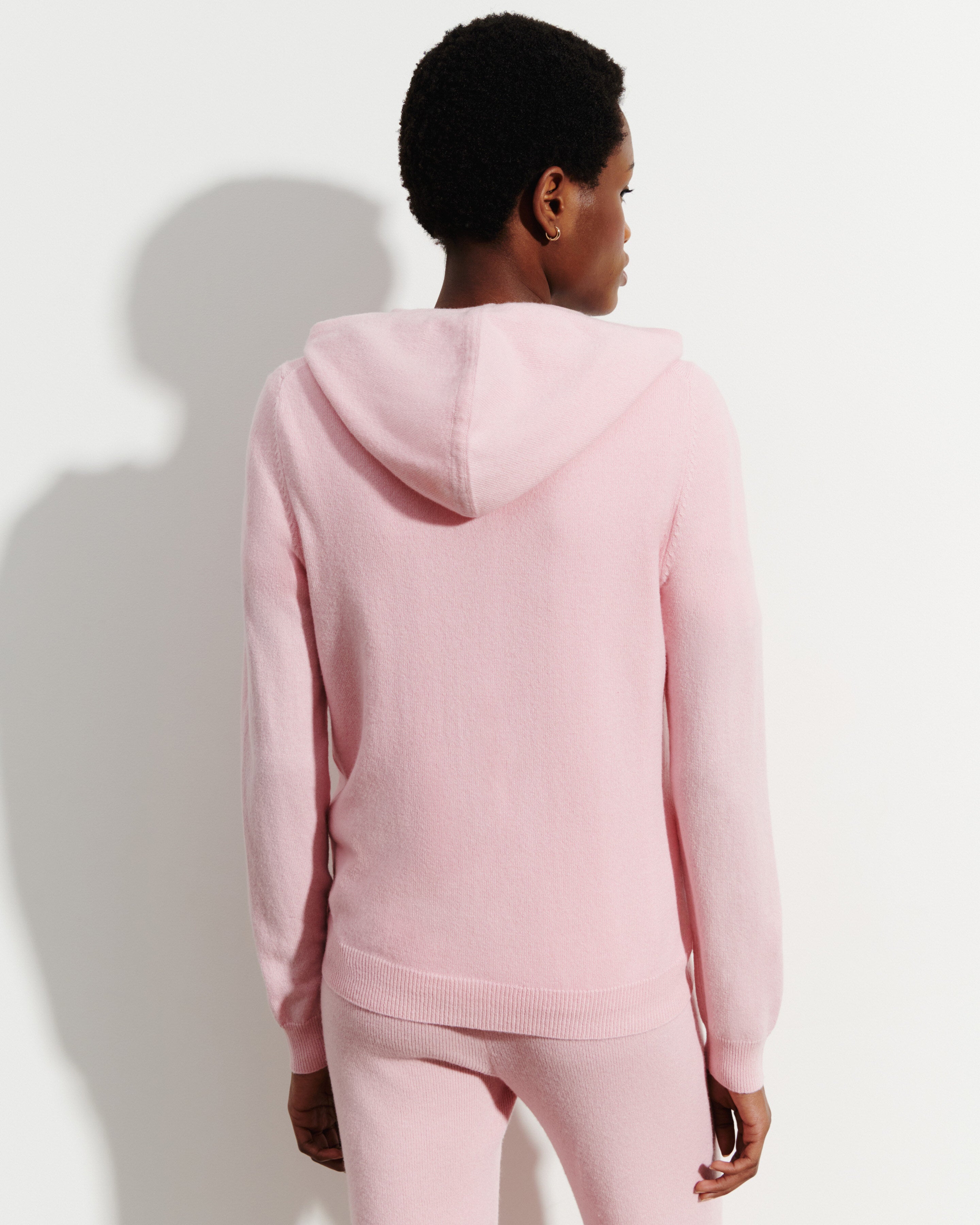 Pull à capuche zippé-SAKURA-100% cachemire