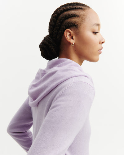 Pull à capuche zippé-JACINTHE-100% cachemire