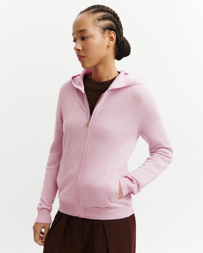 Pull à capuche Charlotte-ROSE QUARTZ-100% cachemire