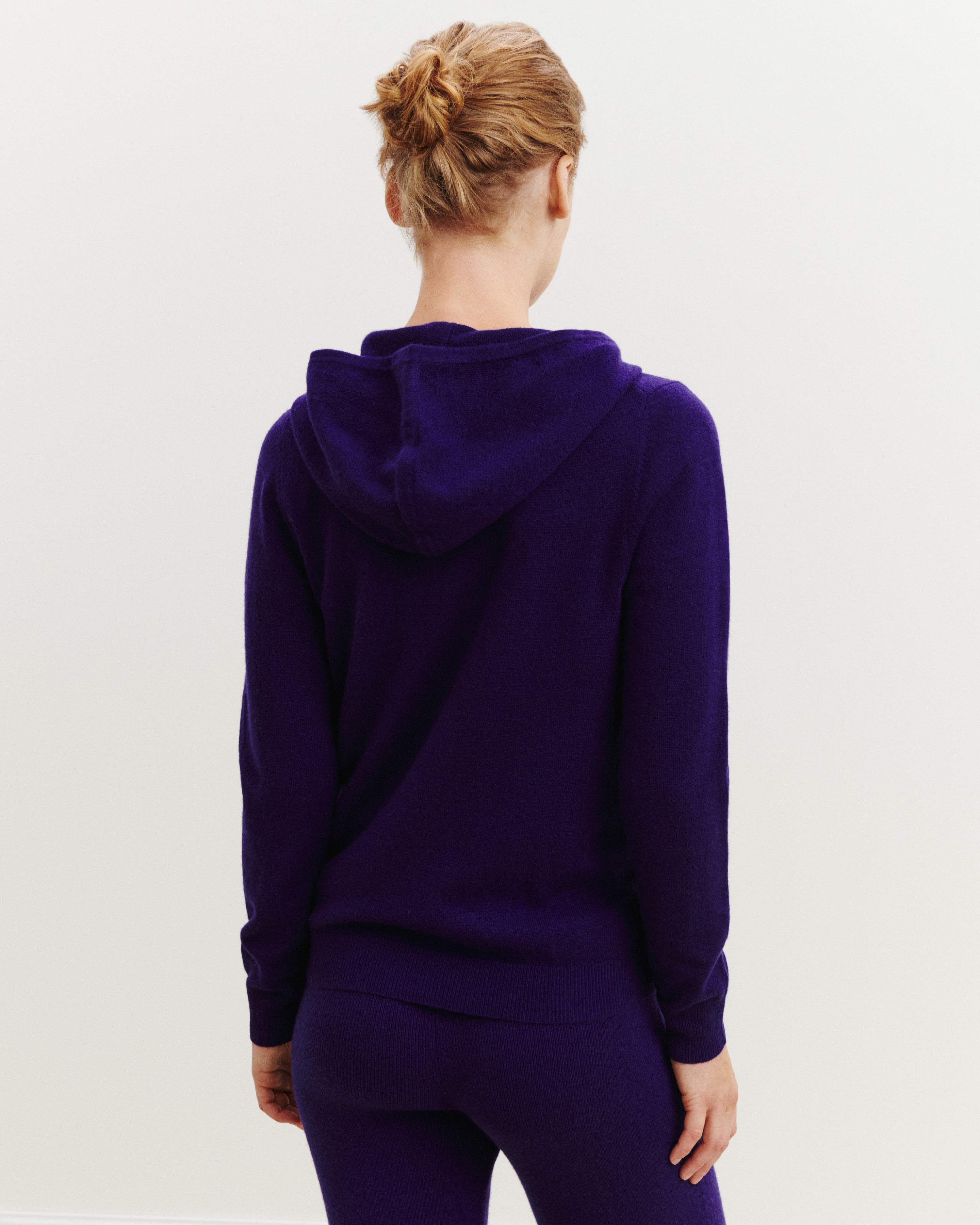 Pull à capuche zippé-ULTRAVIOLET FONCE-100% cachemire