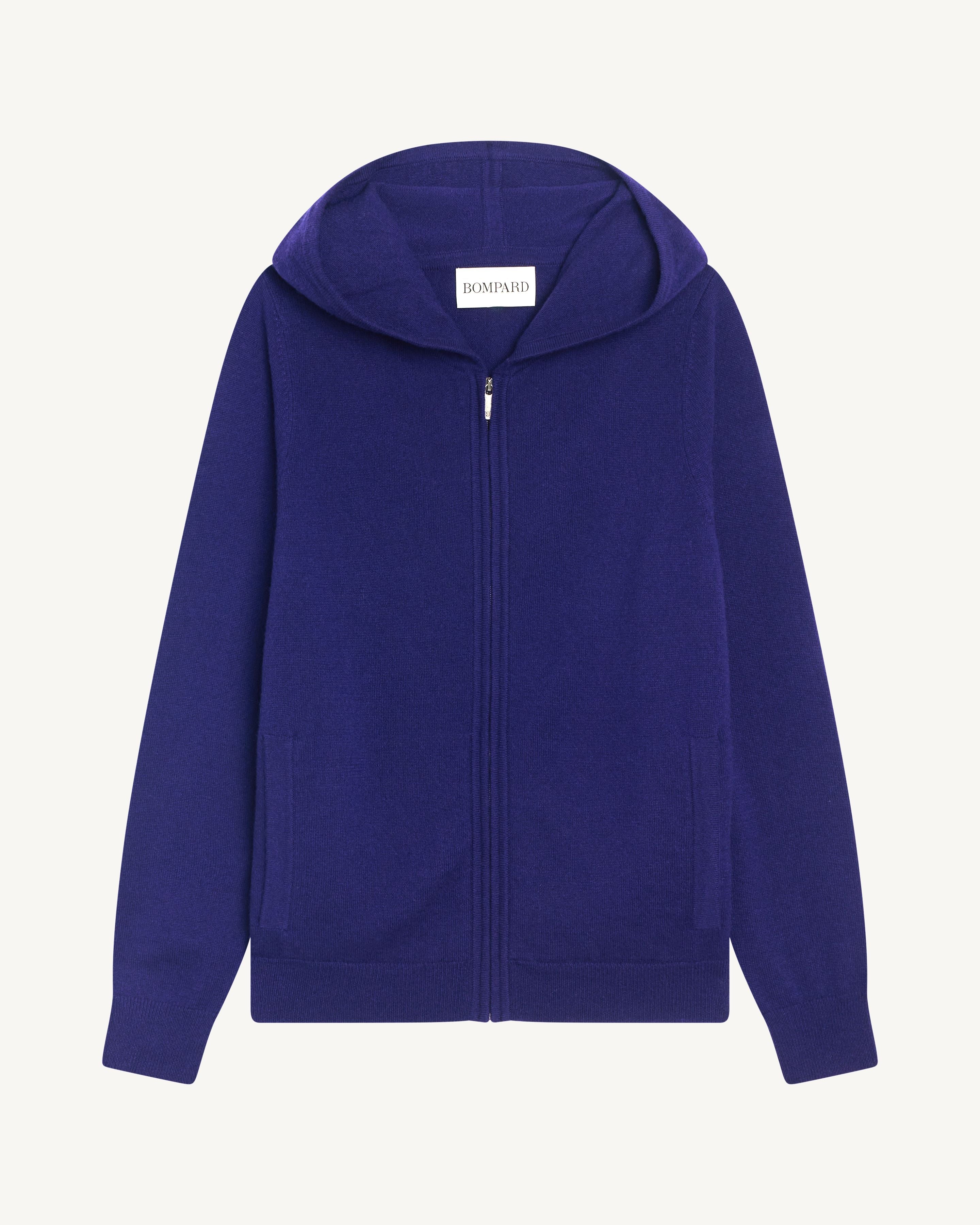 Pull à capuche zippé-ULTRAVIOLET FONCE-100% cachemire