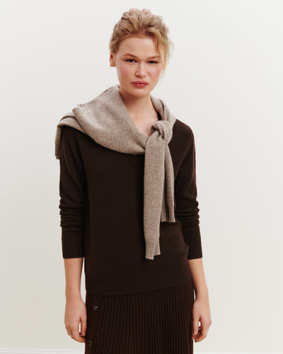 Pull col V Origines-CHOCOLAT-100% cachemire