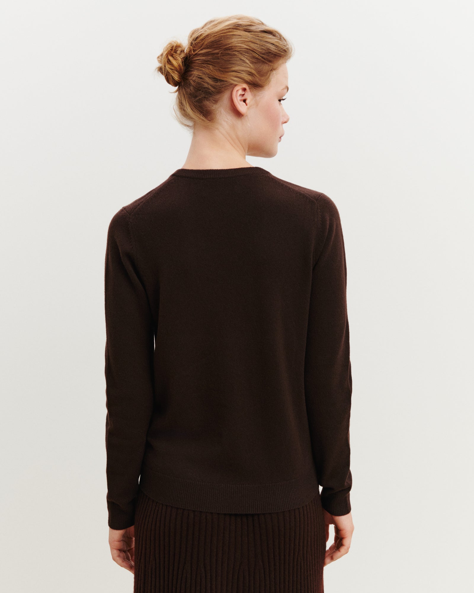 Pull col V Origines-CHOCOLAT-100% cachemire