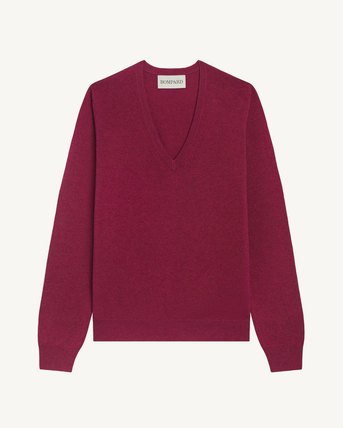Pull col V Origines-POURPRE-100% cachemire