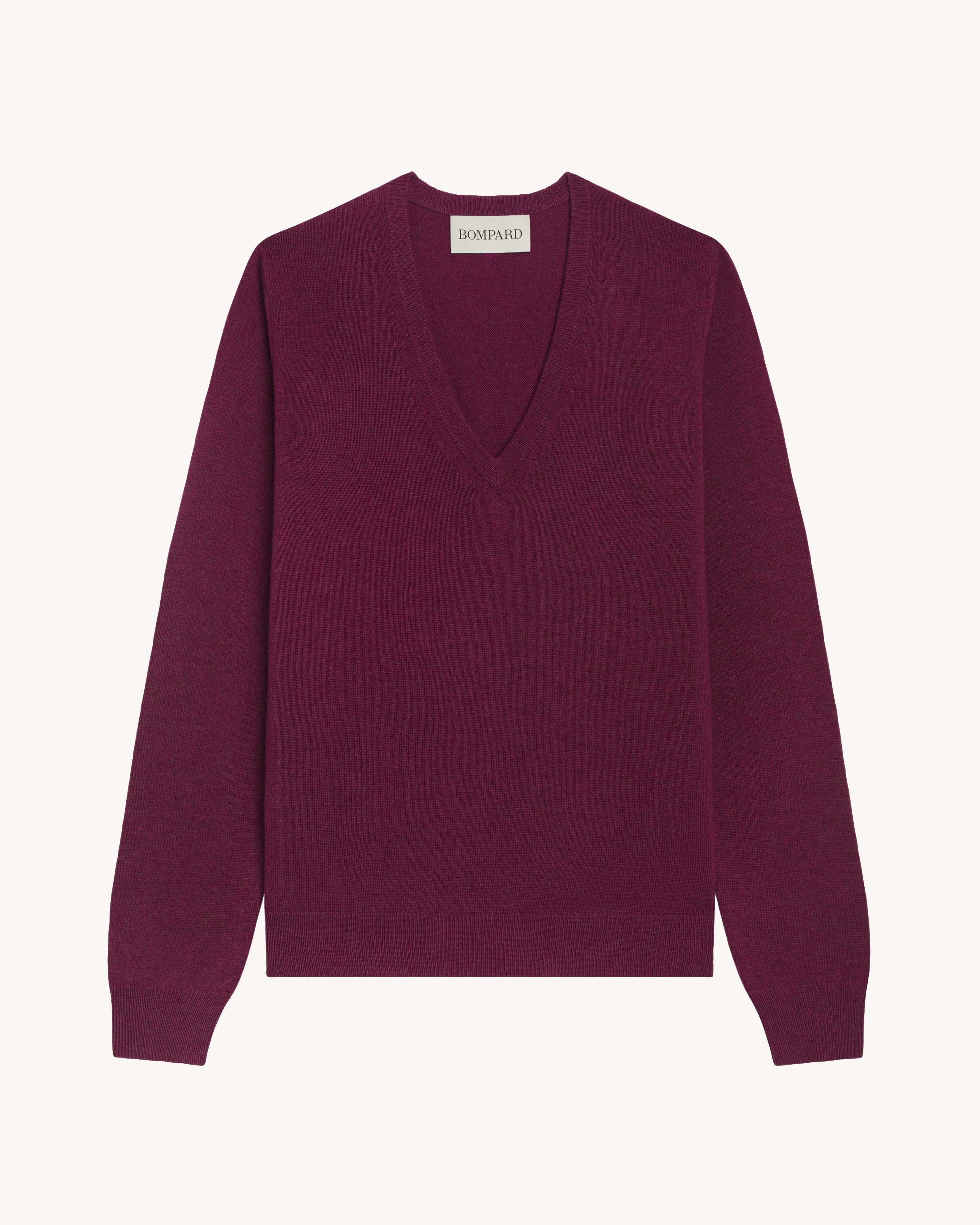Pull col V Origines-GRENAT-100% cachemire