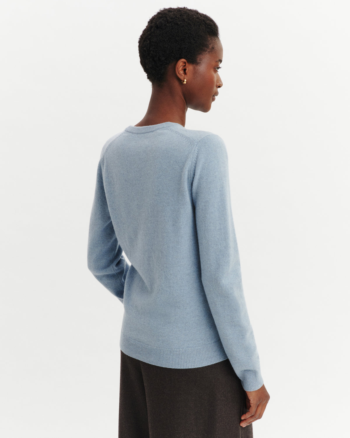 Pull col V Origines-BLEU GLACIER-100% cachemire