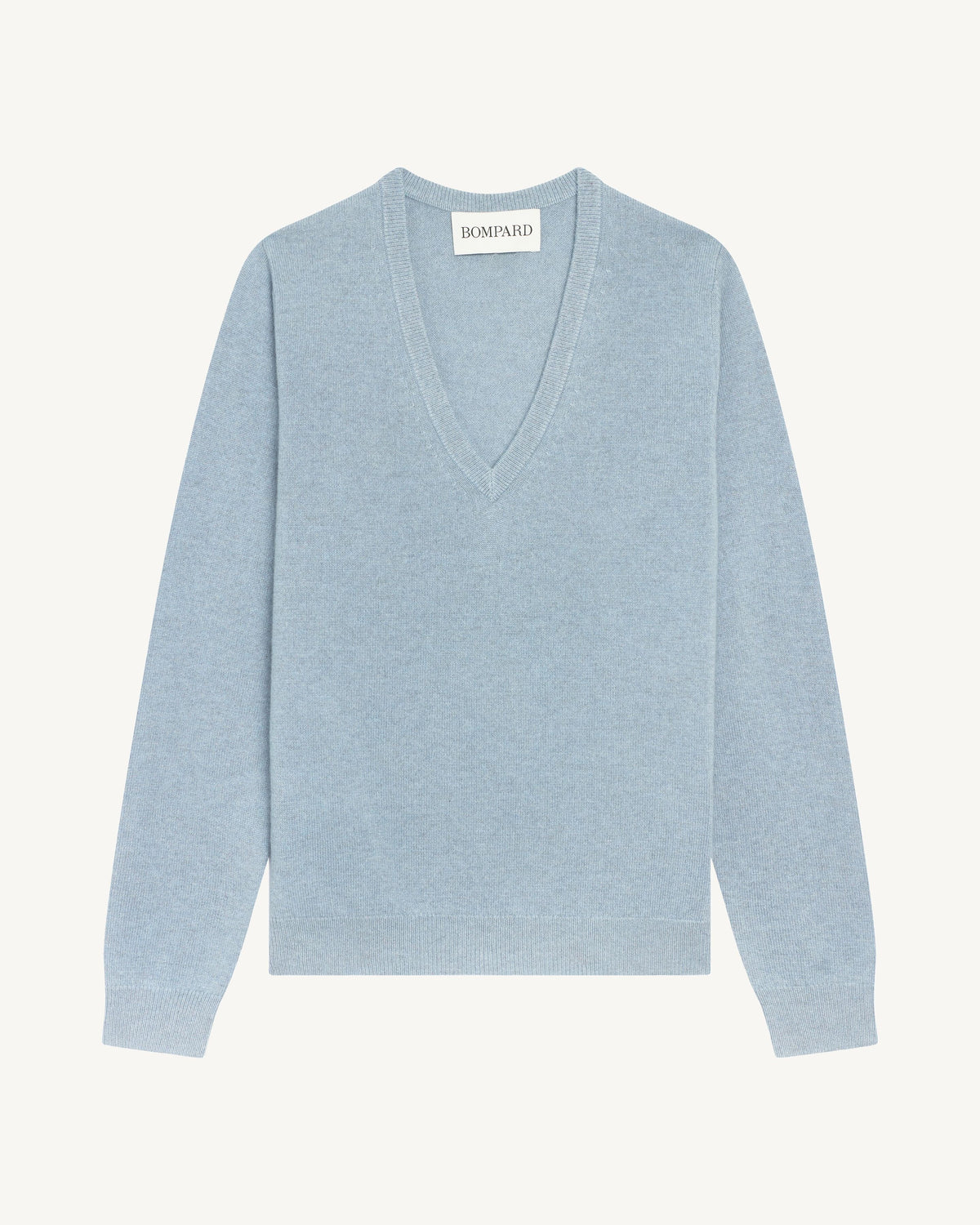 Pull col V Origines-BLEU GLACIER-100% cachemire