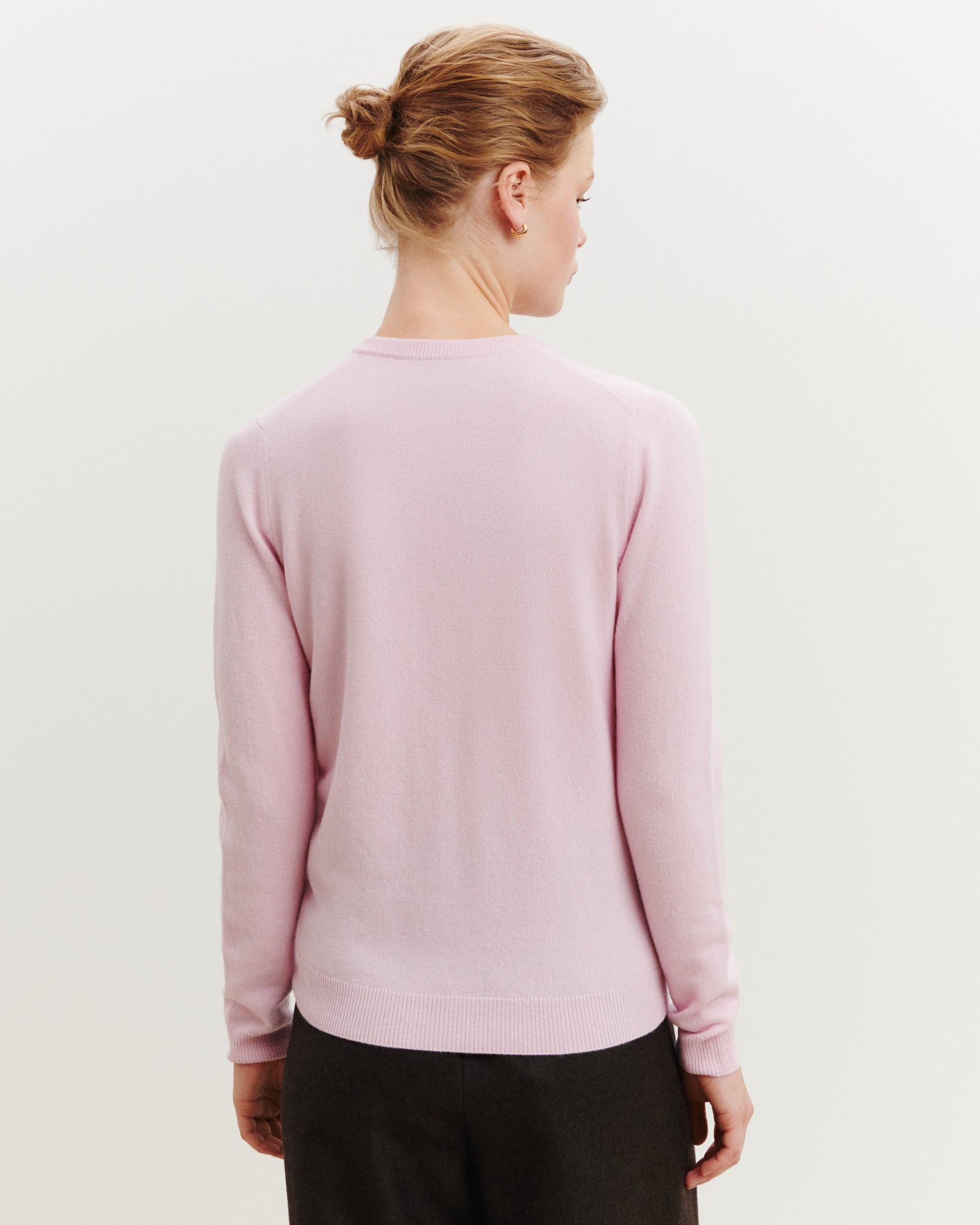 Pull col V Origines-ROSE QUARTZ-100% cachemire