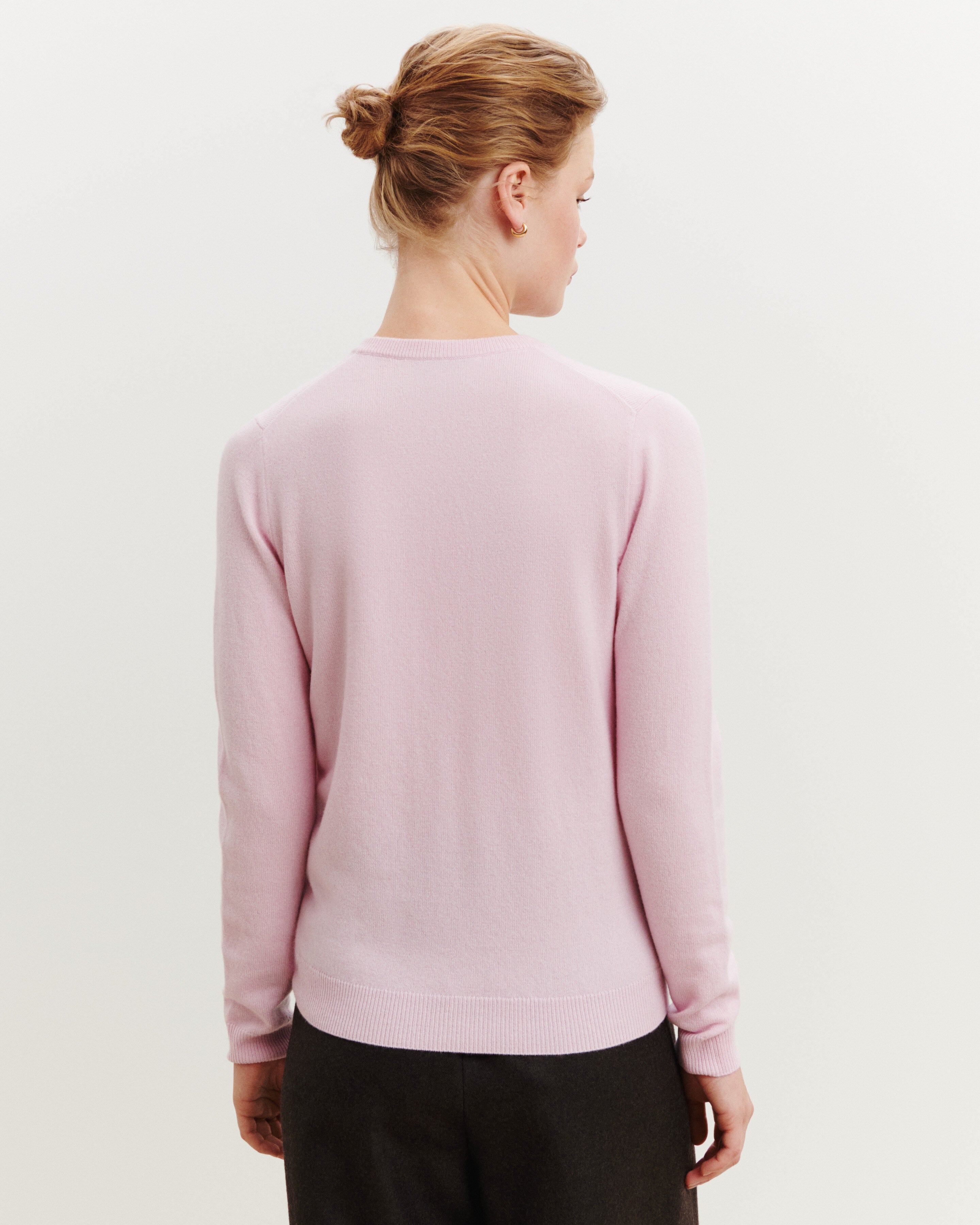 Pull col V Origines-ROSE QUARTZ-100% cachemire