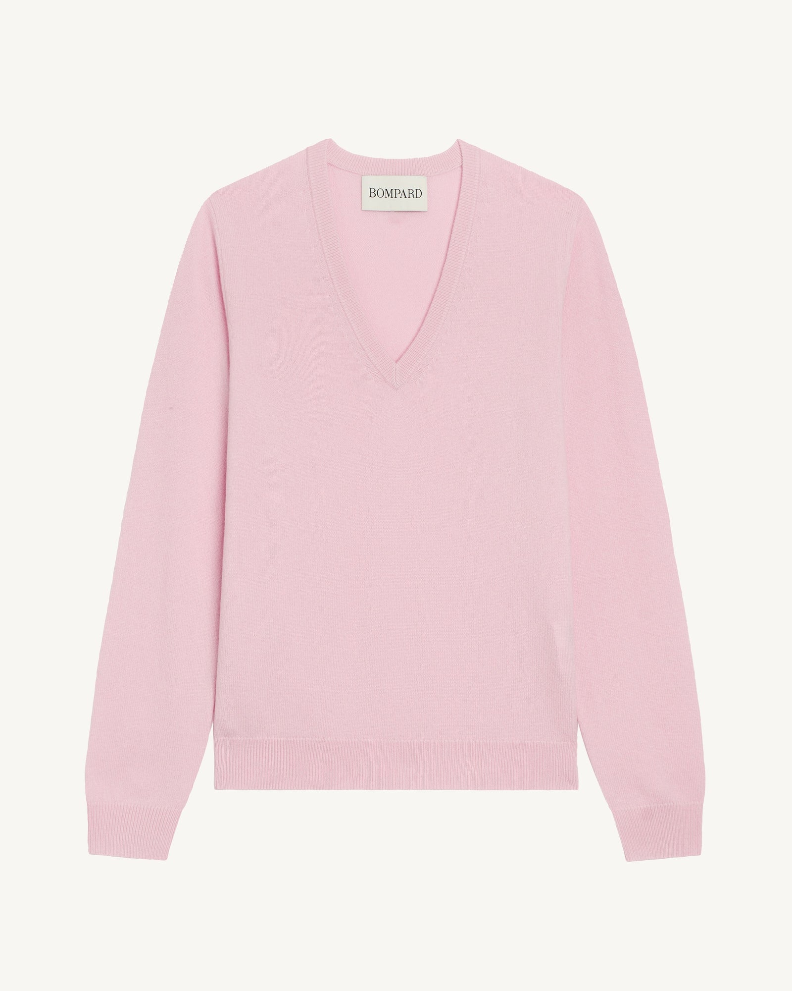 Pull col V Origines-ROSE QUARTZ-100% cachemire