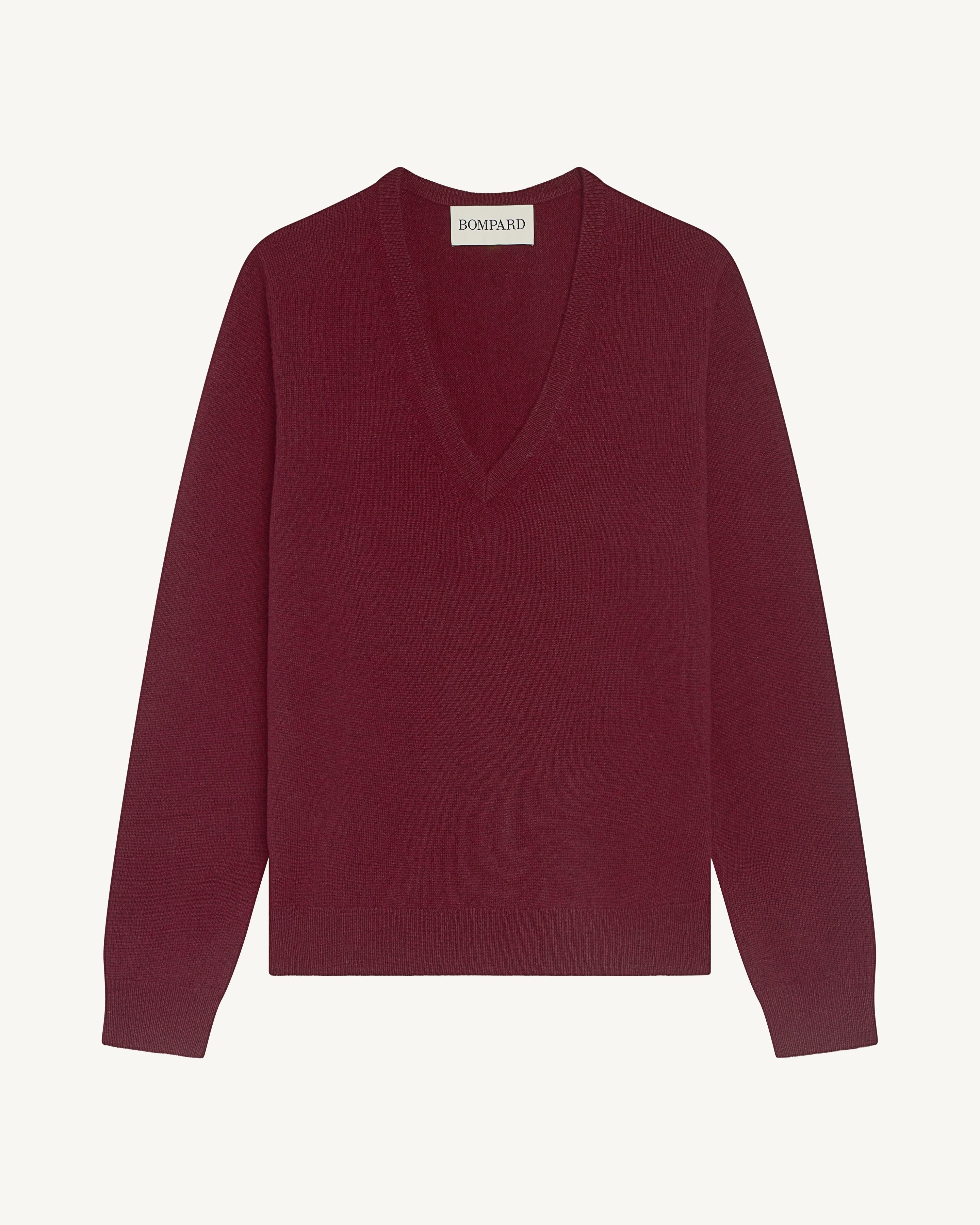 Pull col V Origines-ROUGE D'ORIENT-100% cachemire