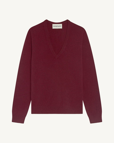 Pull col V Origines-ROUGE D'ORIENT-100% cachemire