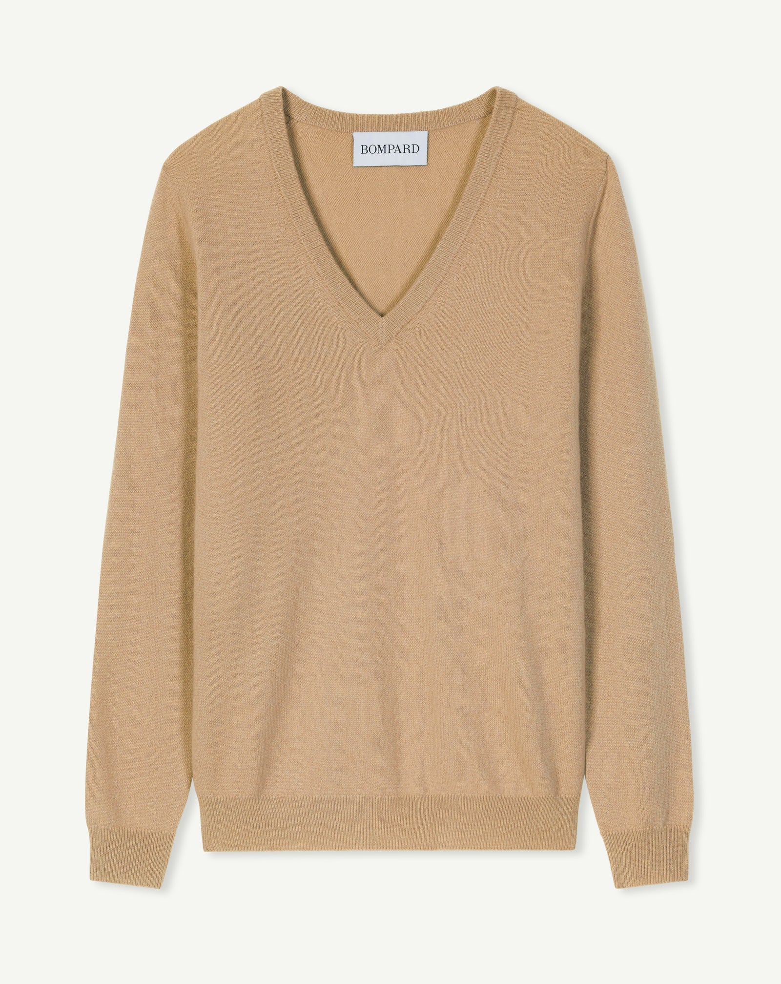 Pull V classique-CARAMEL-100% CACHEMIRE