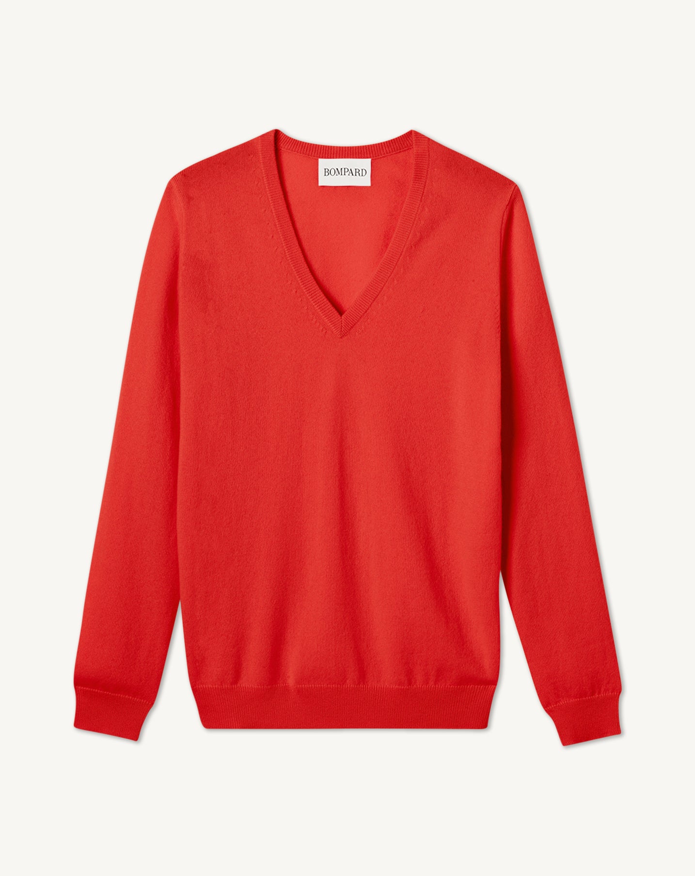 Pull V classique-ROUGE GORGE-100% cachemire