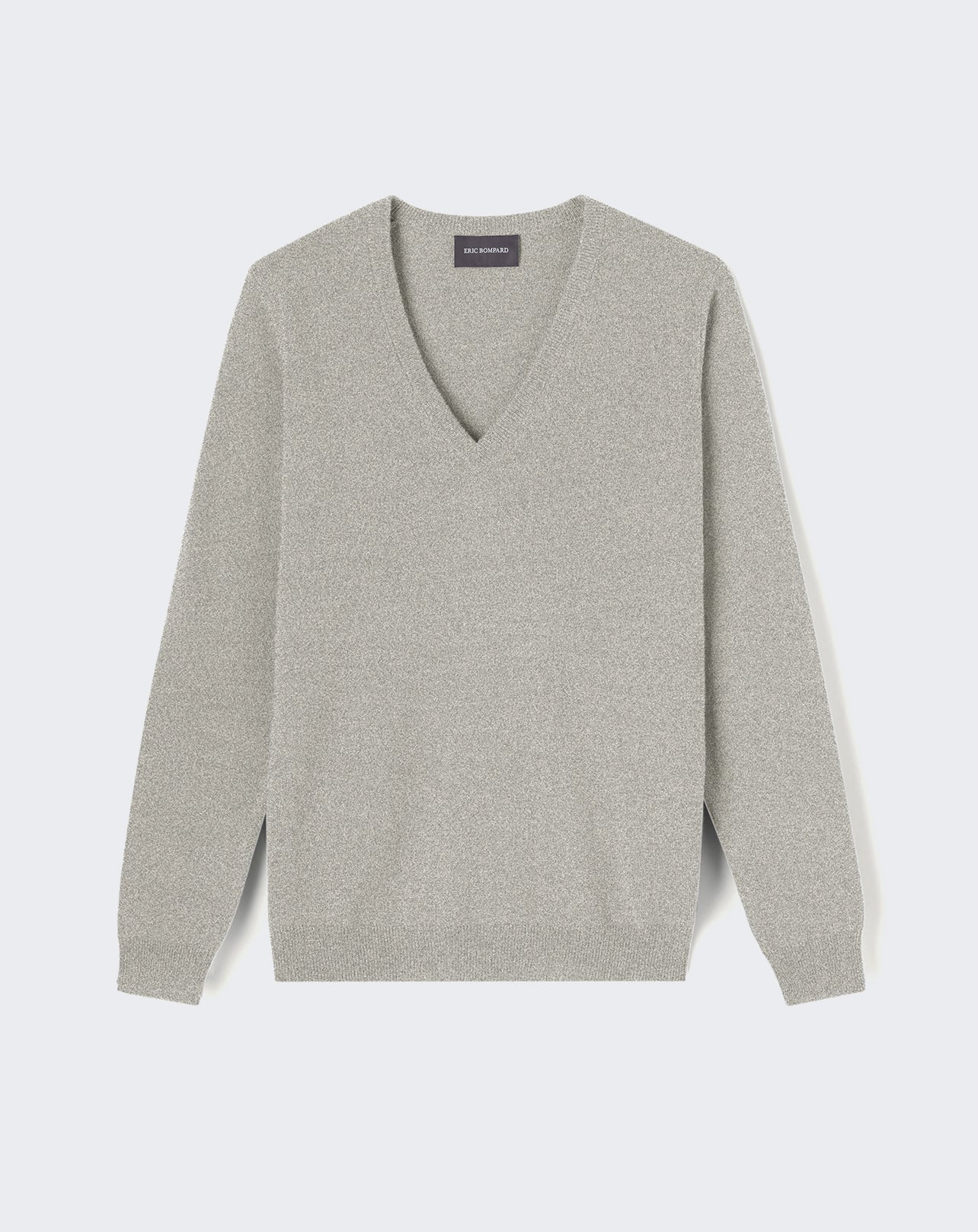 Pull V classique-GRIS ARGENTE-100% CACHEMIRE
