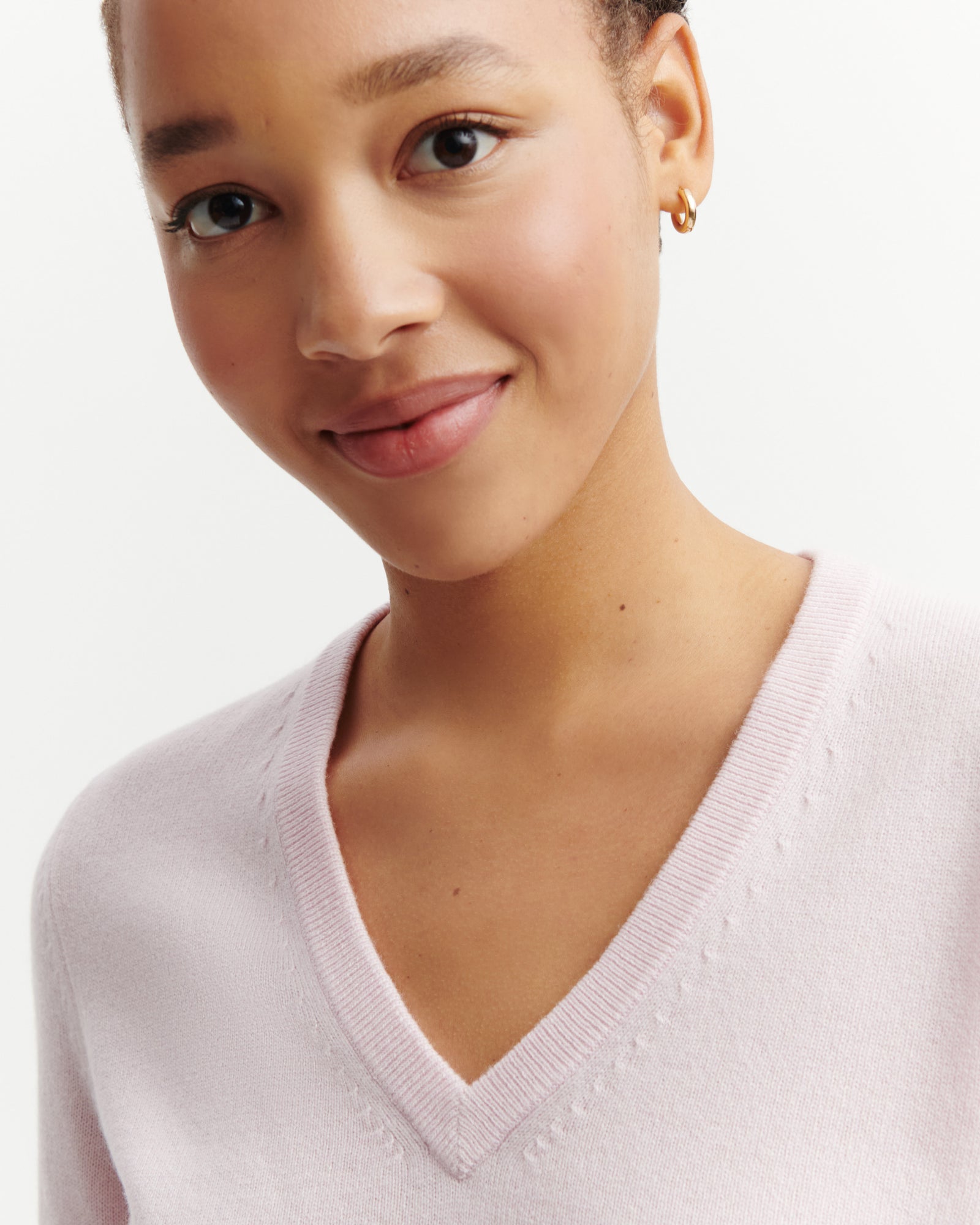 Pull col V classique-CERISIER-100% cachemire