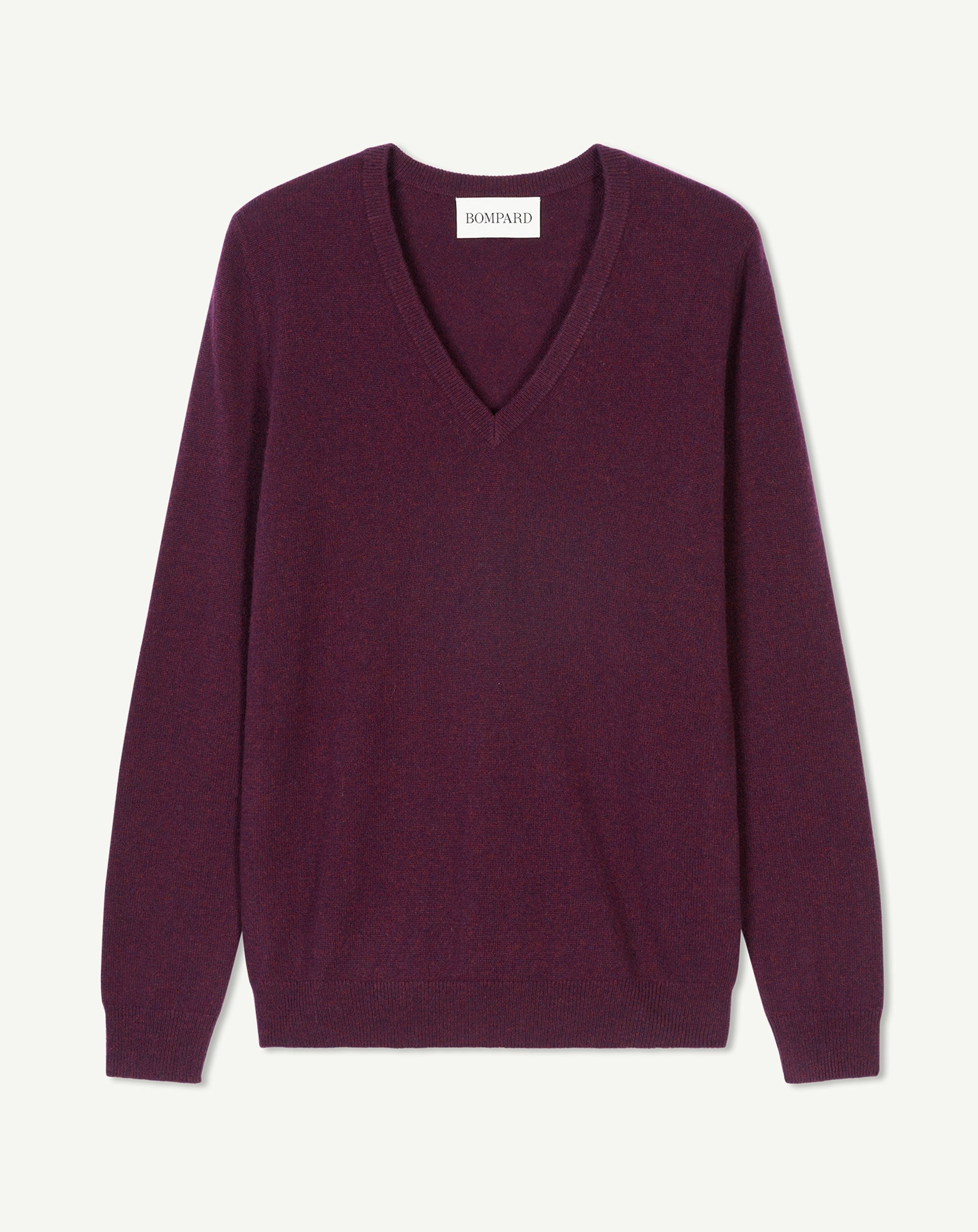 Pull col V classique-PRUNELLIER-100% cachemire