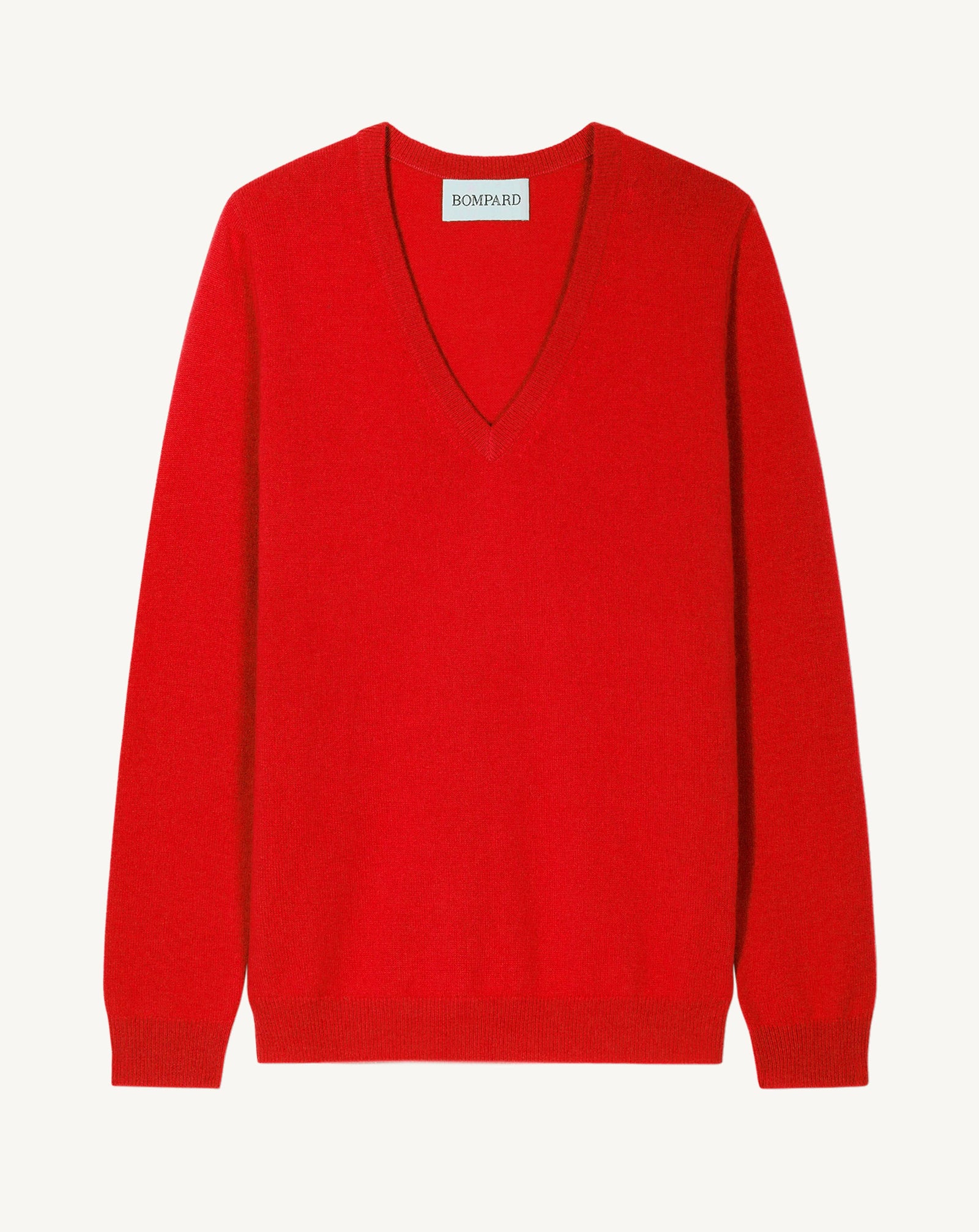 Pull col V classique-ROUGE QUARANTE-100% cachemire