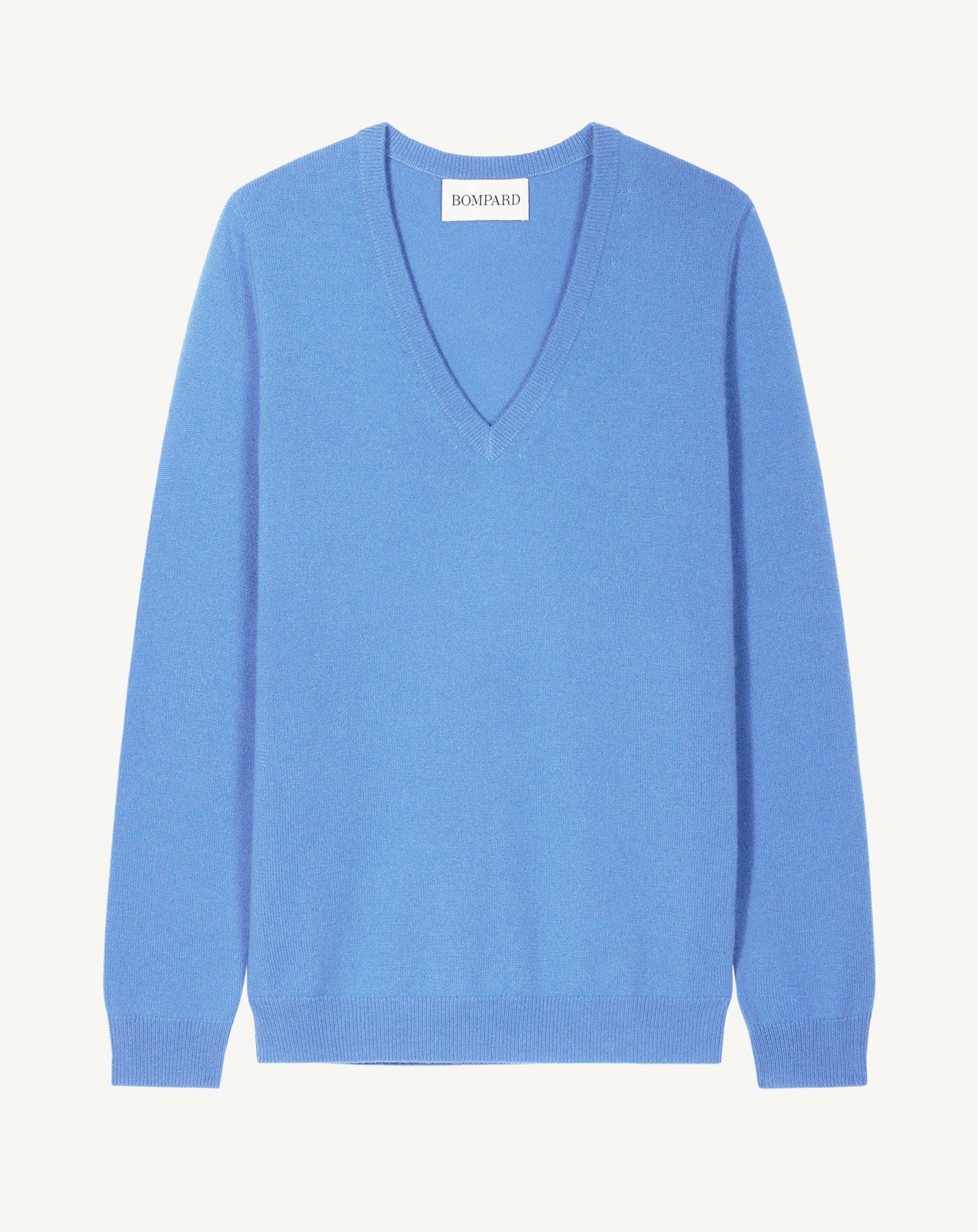 Pull col V classique-BLEU ALTHEA-100% cachemire