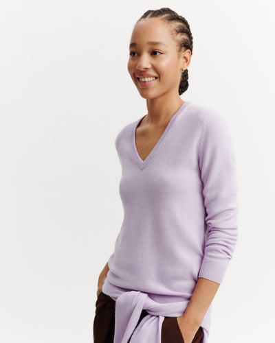 Pull col V classique-JACINTHE-100% cachemire