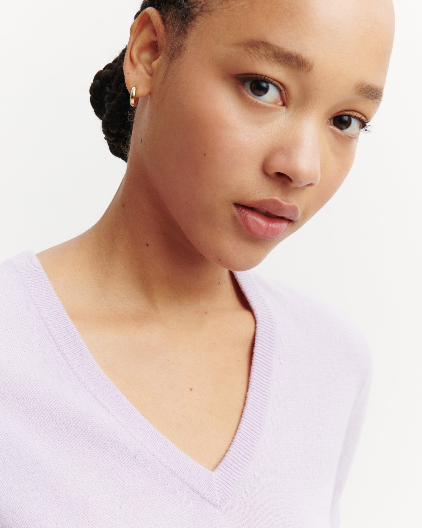 Pull col V classique-JACINTHE-100% cachemire