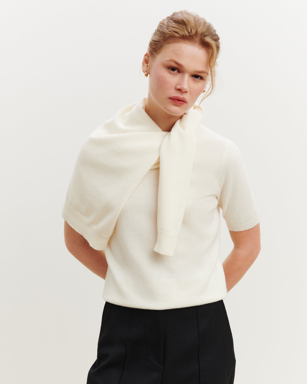 Pull manches courtes Origines-NATUREL-100% cachemire
