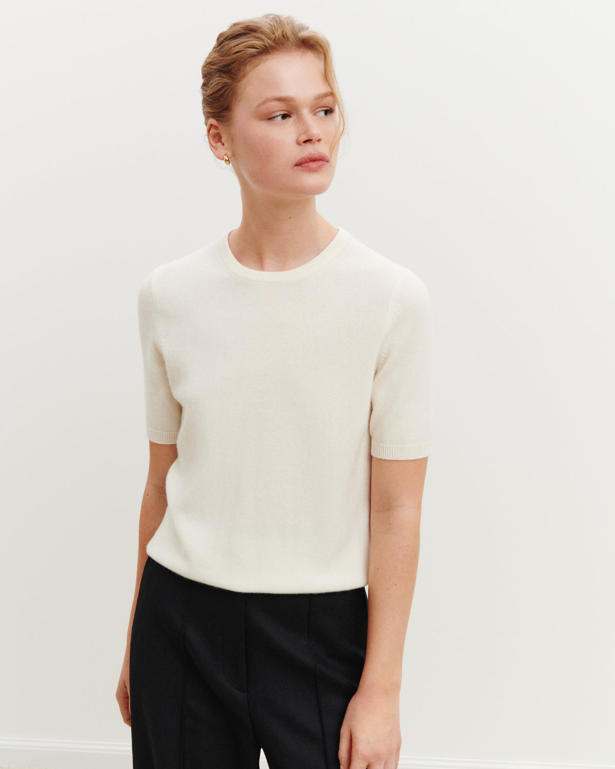 Pull manches courtes Origines-NATUREL-100% cachemire