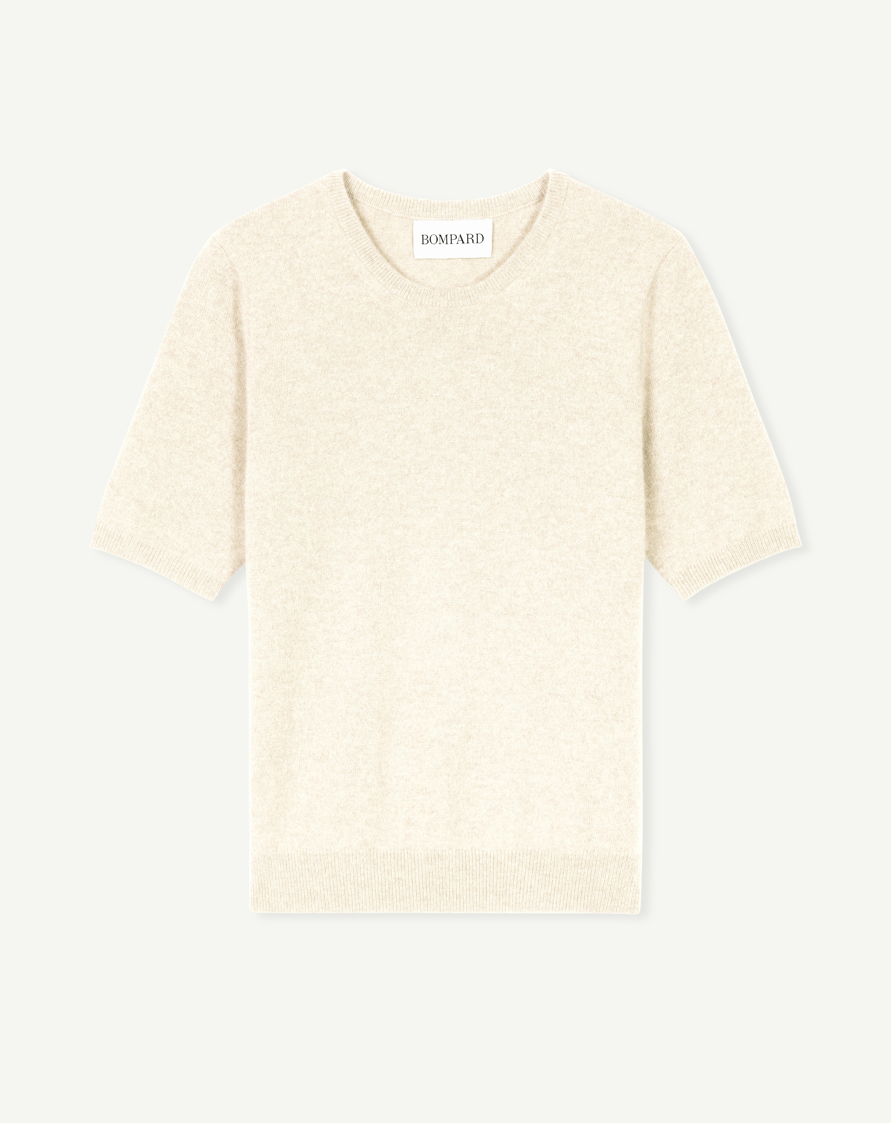 Pull col rond manches courtes-NATUREL-100% CACHEMIRE