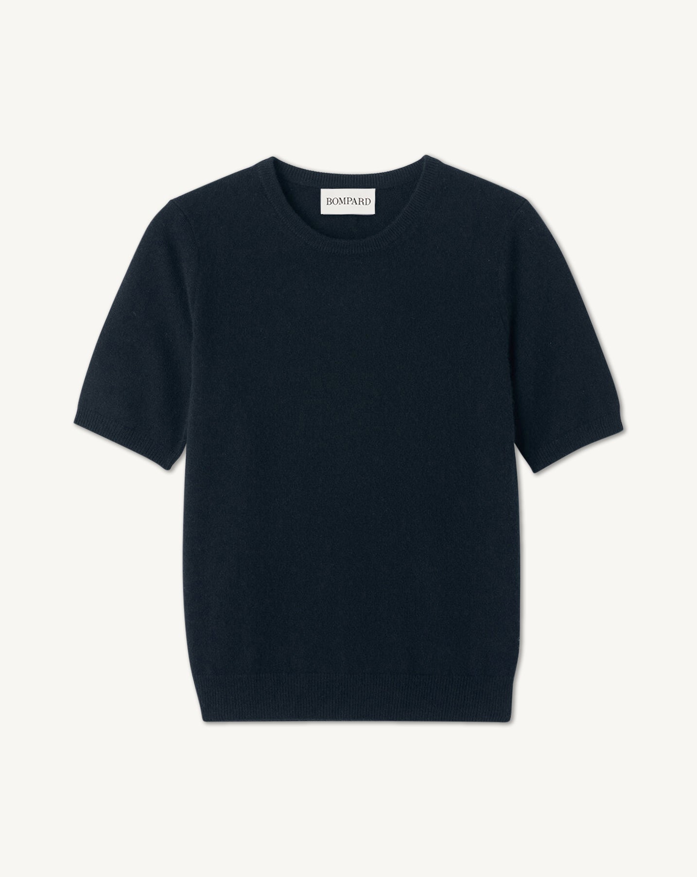 Pull col rond manches courtes-MARINE-100% CACHEMIRE