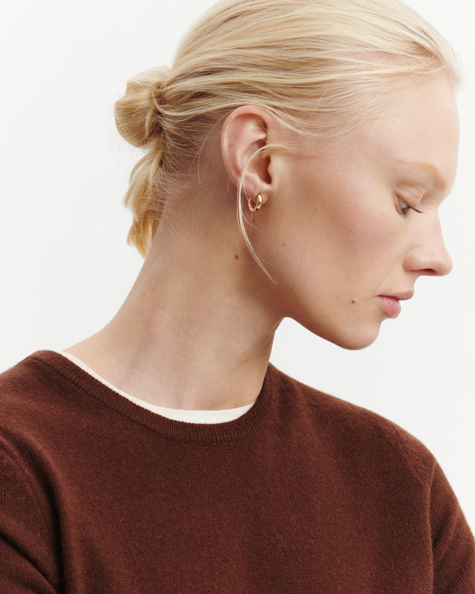 Col rond manches courtes-CAFE-100% cachemire