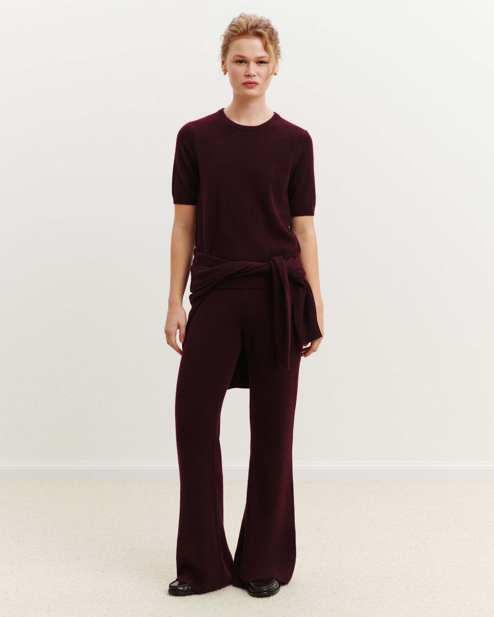 Pull manches courtes Origines-GRENAT-100% cachemire