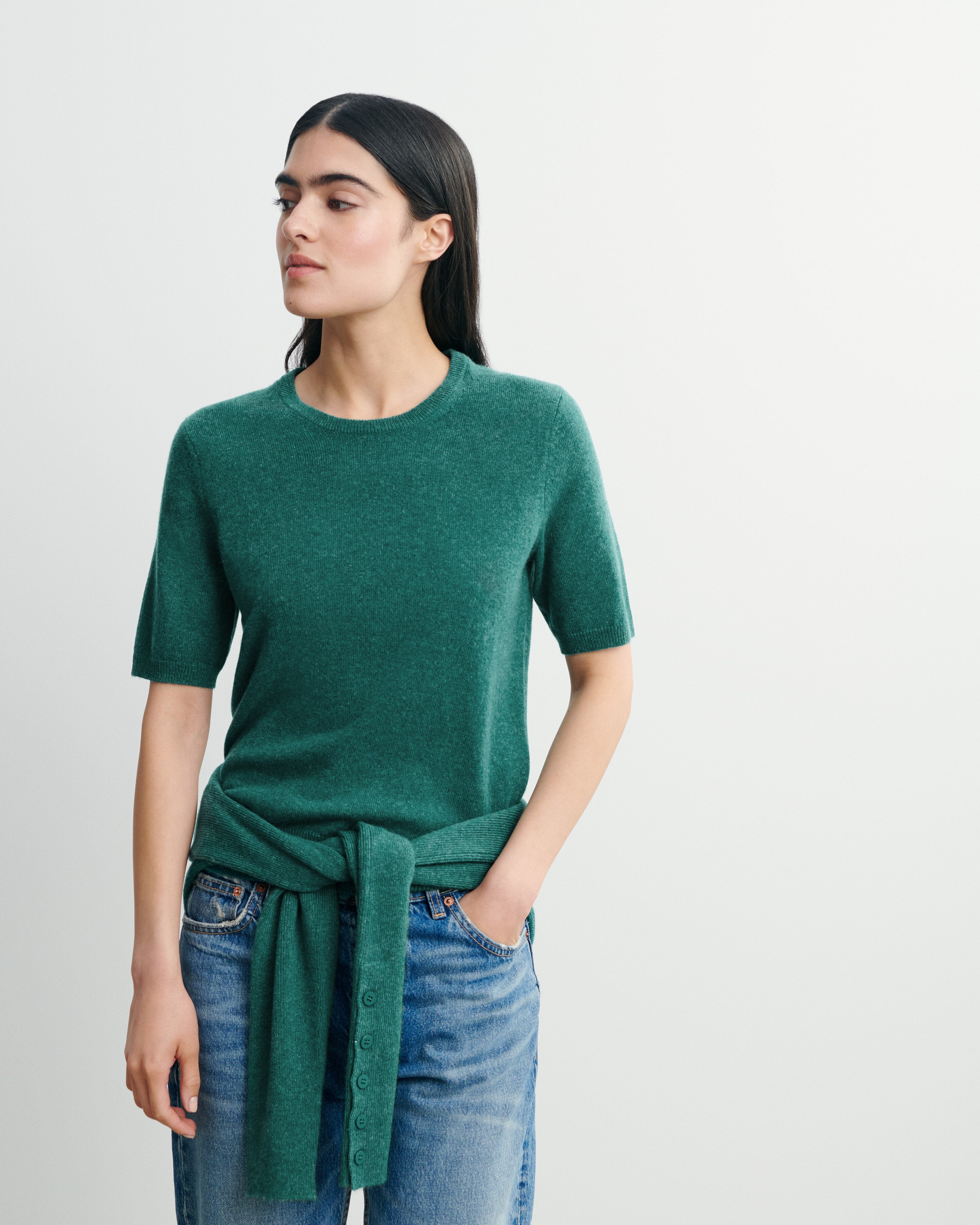 Col rond manches courtes-CEDRE-100% cachemire