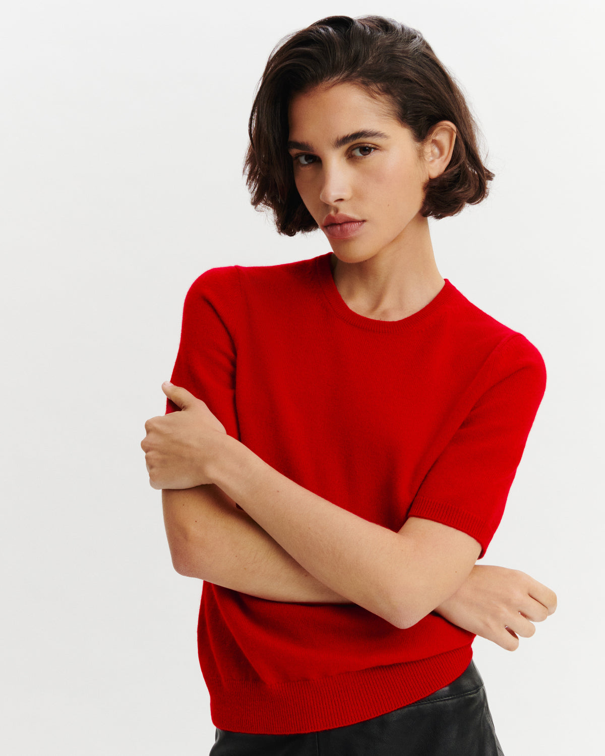 Pull manches courtes Origines-ROUGE QUARANTE-100% cachemire
