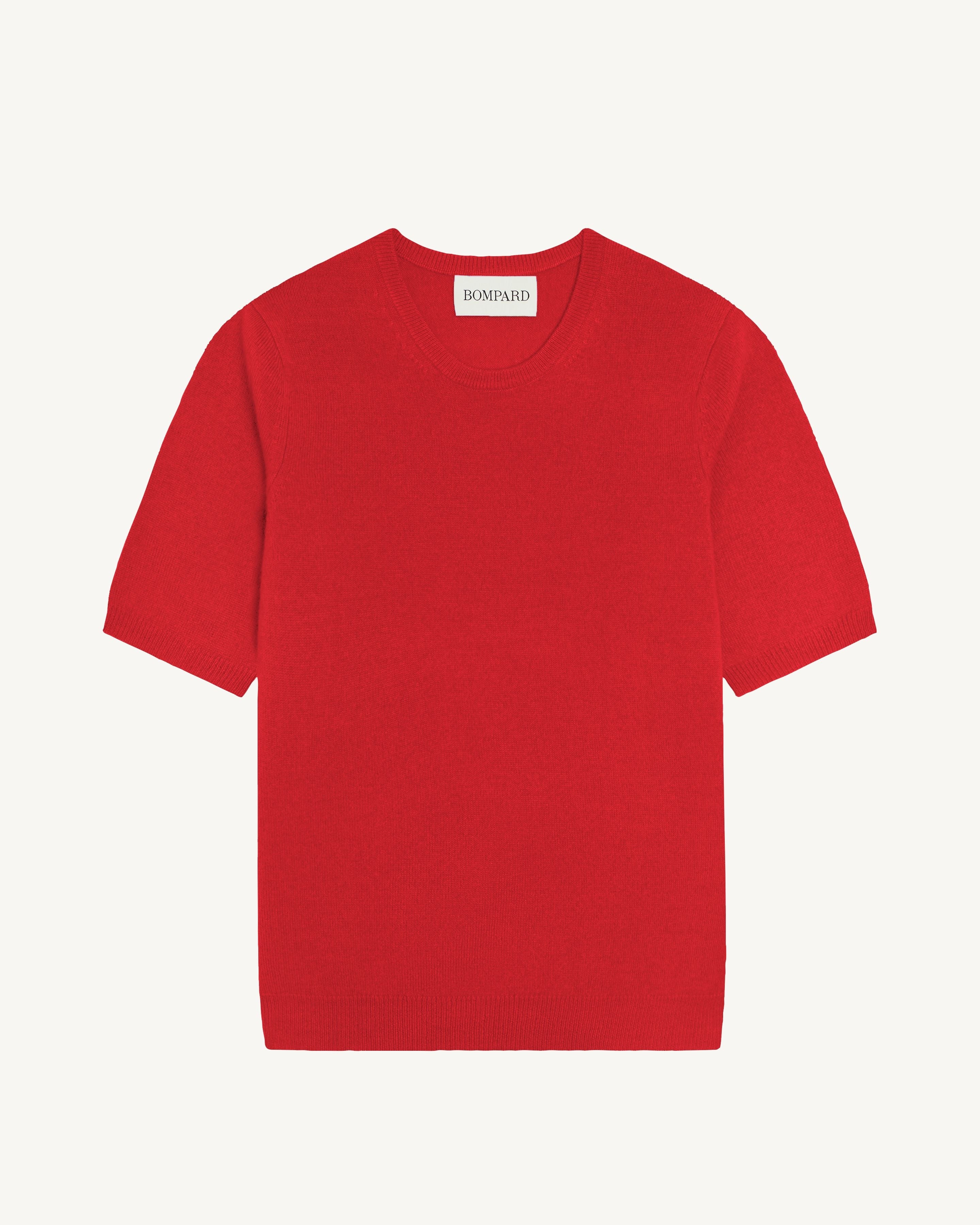 Col rond manches courtes-ROUGE QUARANTE-100% cachemire