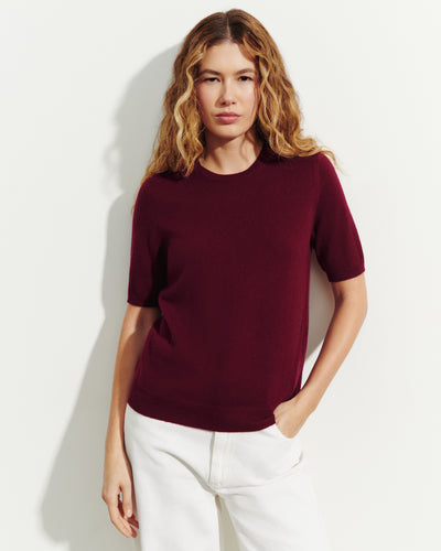 Col rond manches courtes-OXALIS-100% cachemire