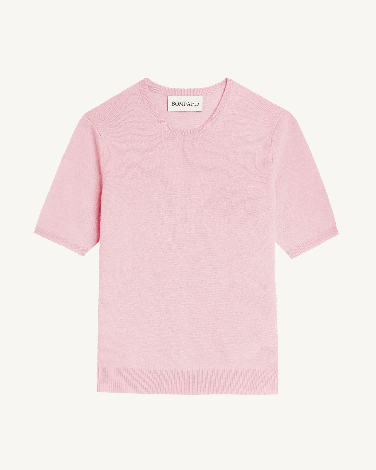 Col rond manches courtes-ROSE QUARTZ-100% cachemire