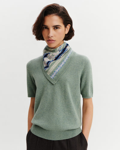 Pull manches courtes Origines-VERT DE GRIS-100% cachemire