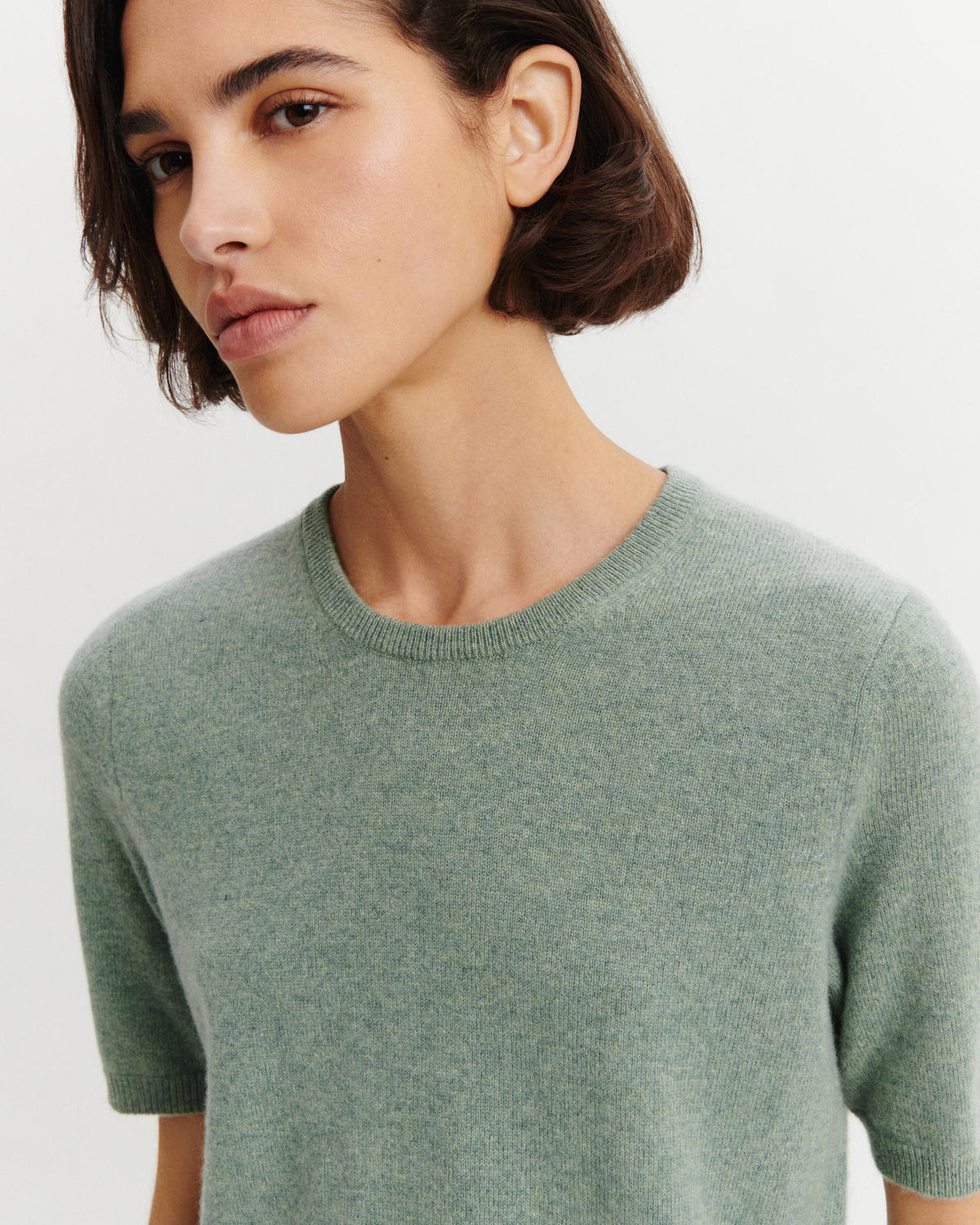 Pull manches courtes Origines-VERT DE GRIS-100% cachemire