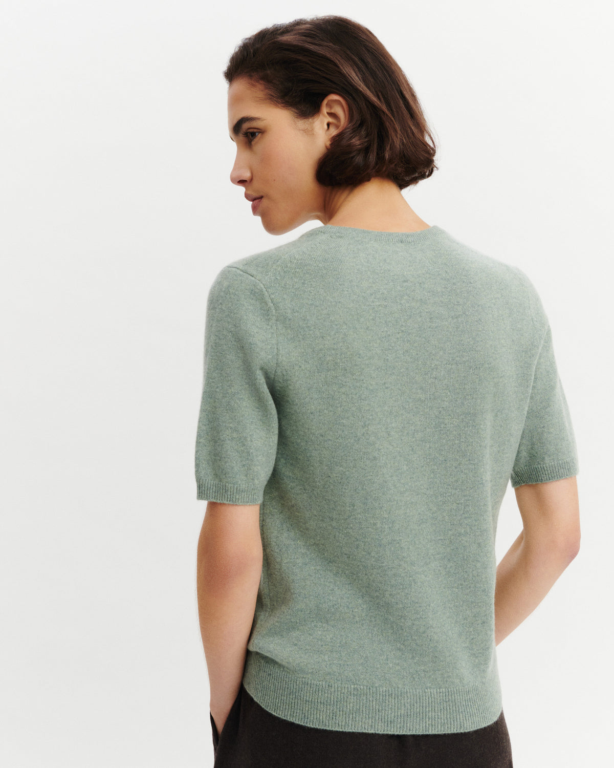 Pull manches courtes Origines-VERT DE GRIS-100% cachemire