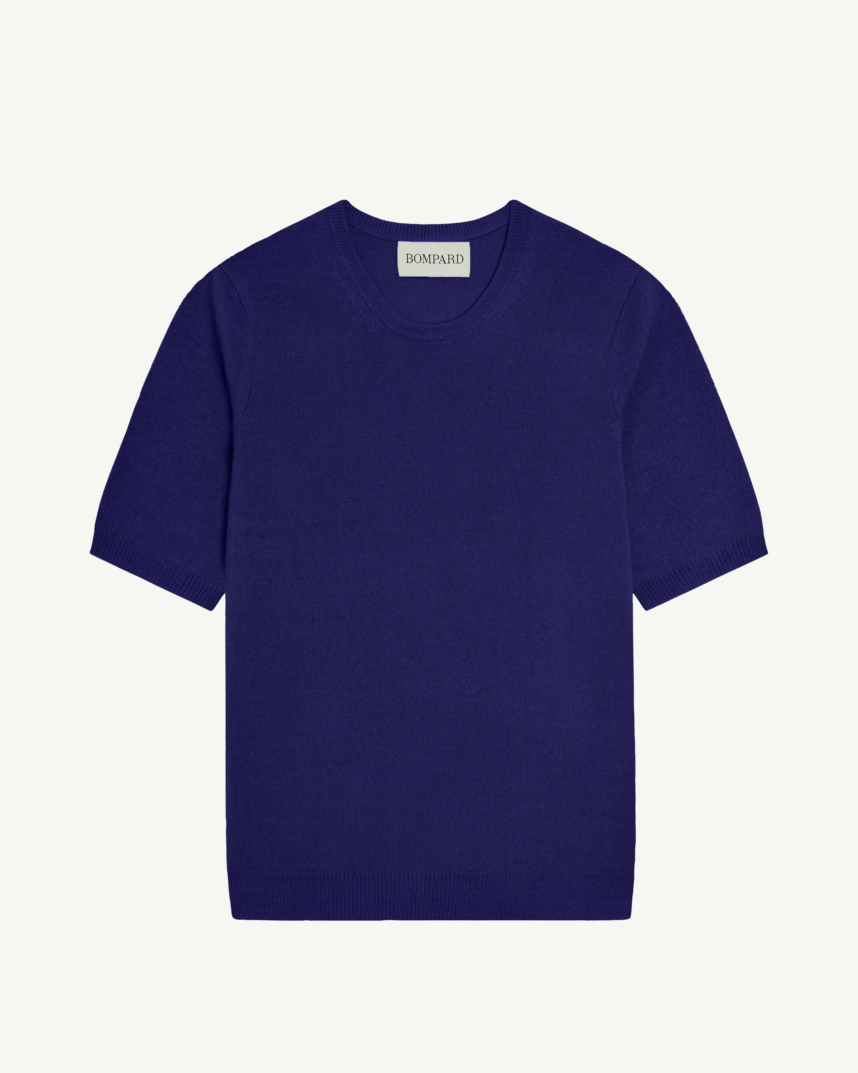 Col rond manches courtes-ULTRAVIOLET-100% cachemire