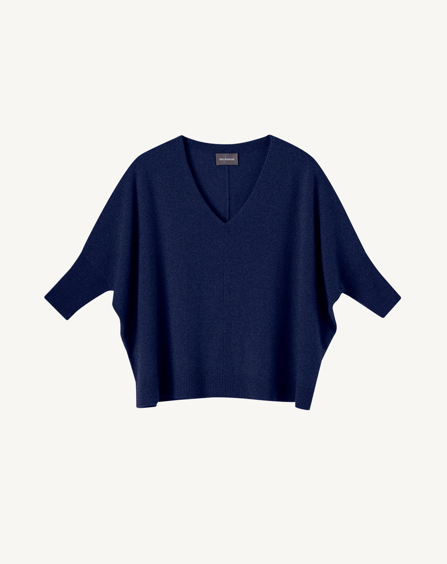 Pull V oversize manches 3/4-BLEU NOCTURNE-100% CACHEMIRE