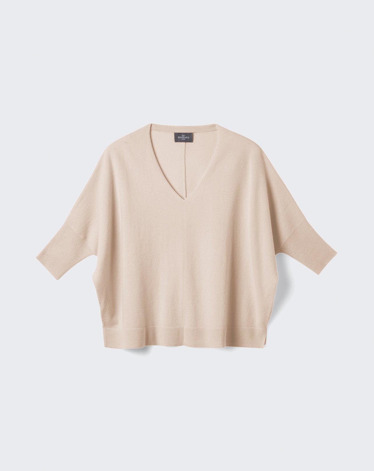 Pull V oversize manches 3/4-CAMOMILLE-100% CACHEMIRE