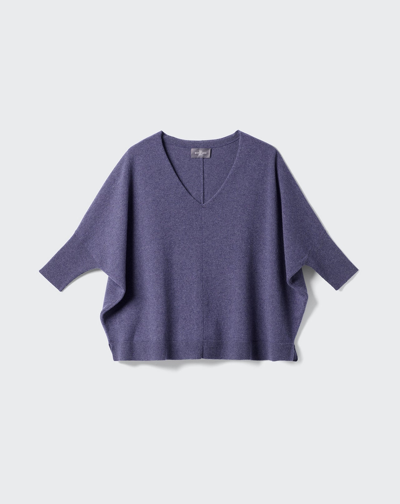 Pull V oversize manches 3/4-IOLITE-100% CACHEMIRE