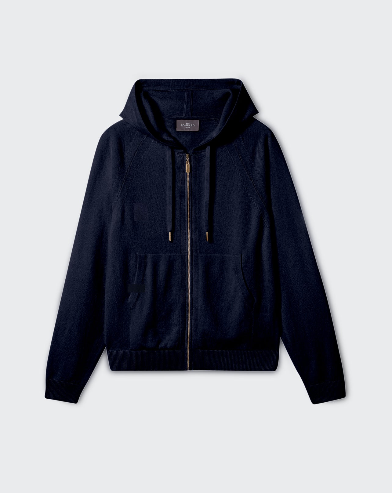 Sweat à capuche zippé casual-MARINE-100% cachemire